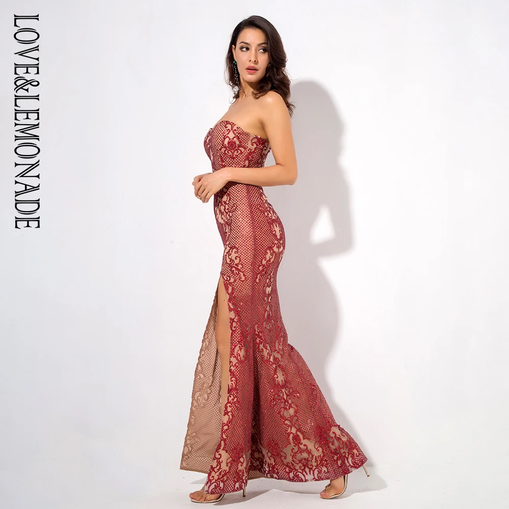 Женское платье LOVE &amp LEMONADE длинное облегающее с геометрическим узором без