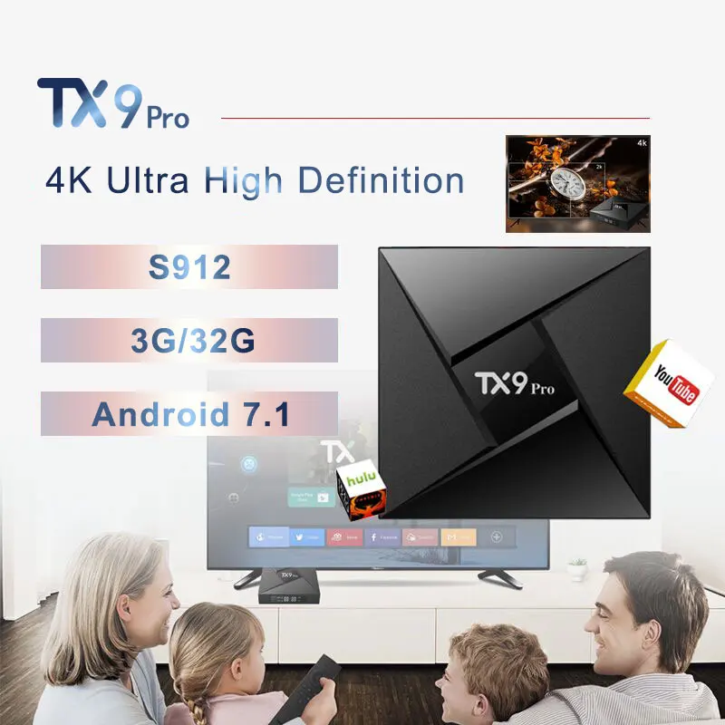 ТВ коробка TX9 Pro Android 7 1 Box Amlogic S912 Восьмиядерный набор CPU топ 3 Гб 32G 4 1000 м LAN Smart PK