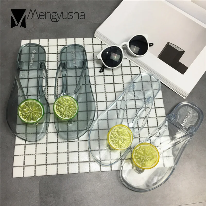 Шлепанцы женские прозрачные мягкие пляжные сандалии-желе на плоской подошве с 3D