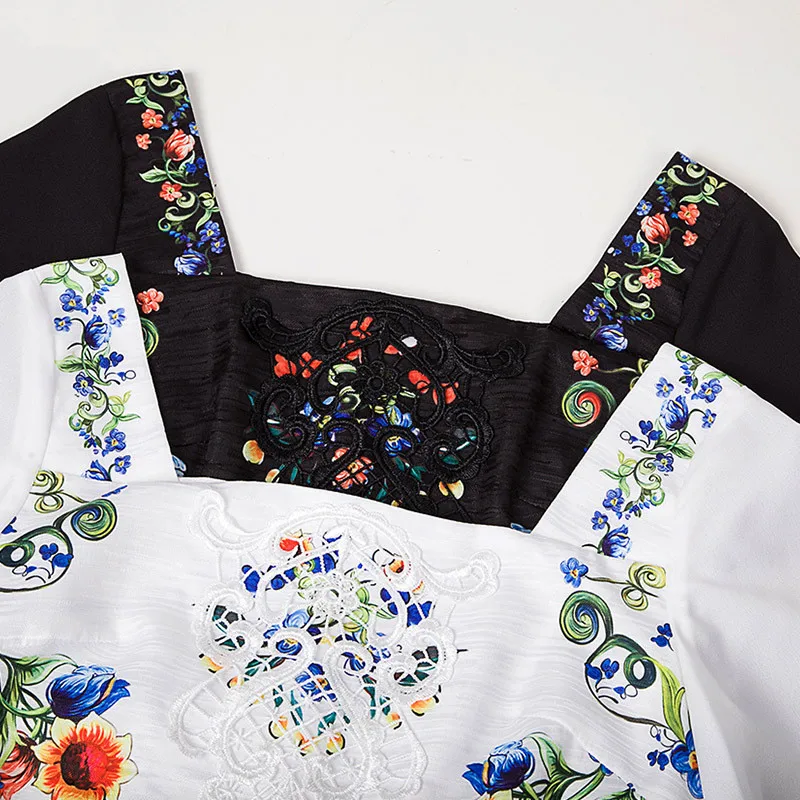 Европейская станция летнее платье 2019 квадратный воротник платья шоу женщин