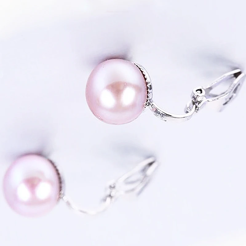 Новые Модные Простые розовые фиолетовые жемчужные клипсы серьги без пирсинга