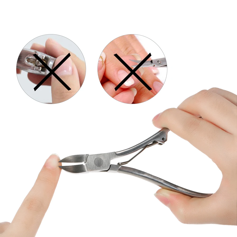 2pcs Stainless Steel Nail Cuticle Scissor + Ingrowing Toenail Cleaner Clippers Nipper Manicure Pedicure Tool | Красота и здоровье