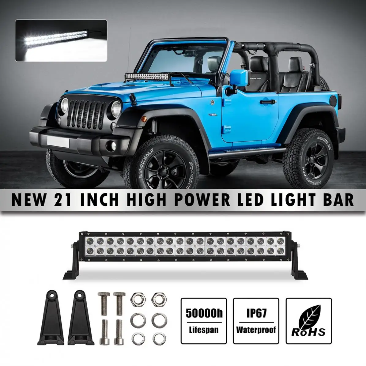 21 Inch 200W 2 Rows 6000K Waterproof White Car Led Work Light Bar for Off-Road Suv Boat 4X4 Jeep JK 4Wd Truck 12V-24V | Автомобили и