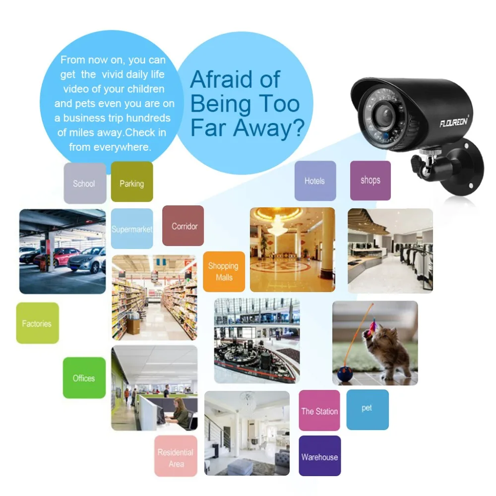 FLOUREON AHD 4CH CCTV 1080N HDMI DVR 1.0MP 1500TVL Открытый Всепогодный набор камеры видеонаблюдения домашняя система безопасности комплект видеонаблюдения