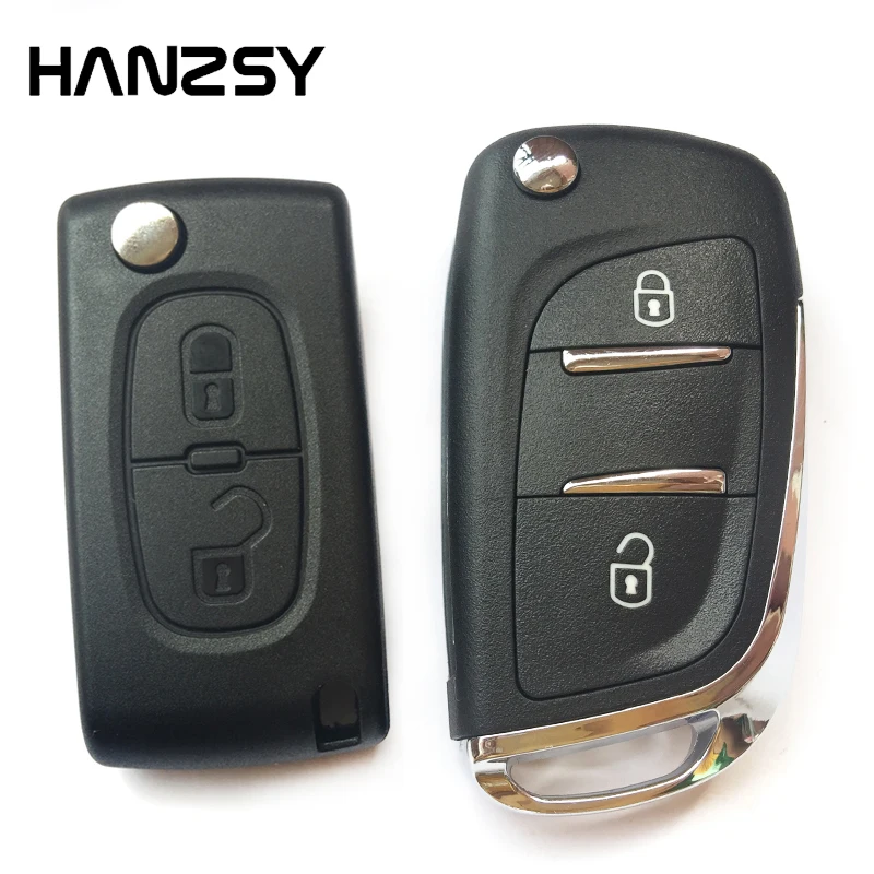 Раскладной чехол для ключей с 2 кнопками, брелок для peugeot 308 307 407 206 CE0536, корпус для автомобильного ключа с дистанционным управлением, Крышка корпуса HU83/VA2 Blade