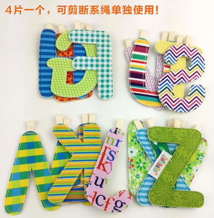 26pcs/set cognition A to Z multifunctional alphabet bed surround cloth letter teether gift colorful educational soft baby toy | Игрушки и