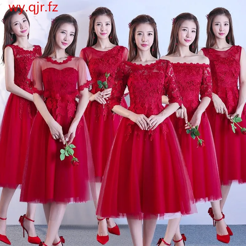 ABE98 # тост невесты 2019 новое зимнее длинное вино красное платье подружки свадебное