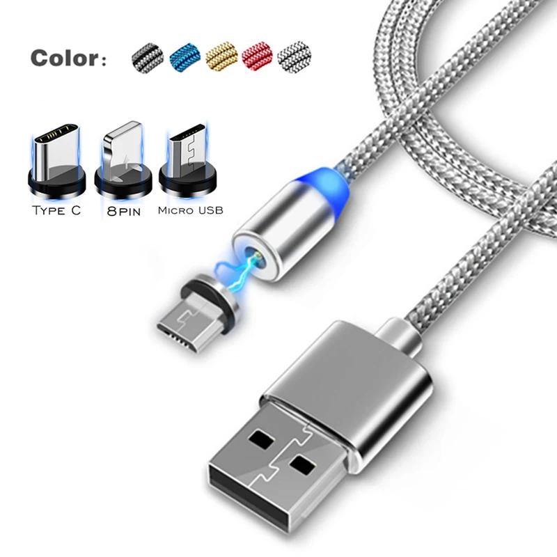 СВЕТОДИОДНЫЙ Магнитный зарядный кабель Micro USB Type c для iPhone X xr 7 xs max Samsung Huawei P9 P30 Android