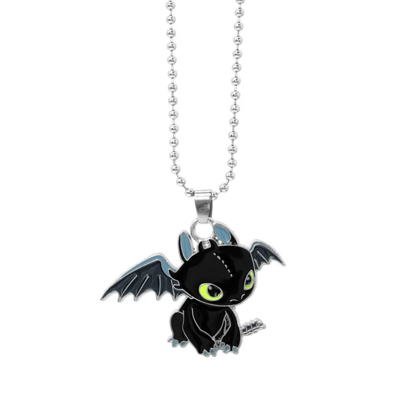 black necklace Как приручить дракона 2 3 Беззубик, ночная фурия свет ярость животных кулон брелок фигурку модель игрушки - Цвет: black necklace