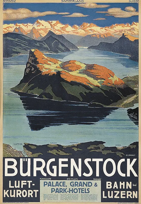Switzerland Lucerne Tourism Posters Vitznau Classic Wall Sticker Canvas Paintings Decorative Vintage Poster Home Bar Decor Gift | Дом и сад