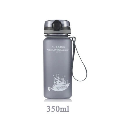 Black 350ml Новинка, 1 литровая пластиковая бутылка для воды, Спортивная бутылка для воды 350, 600, 1000 мл, портативная герметичная большая бутылка для путешествий и бега - Цвет: Black 350ml