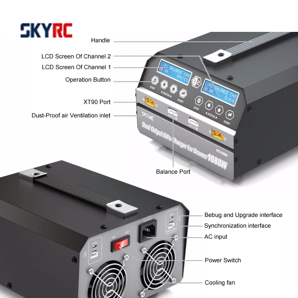 

SKYRC PC1080 Дрон Батарея Зарядное устройство s 1080W 20A двойной Выход LiPo LiHV Батарея Зарядное устройство для беспилотный Летающий аппарат для охраны...