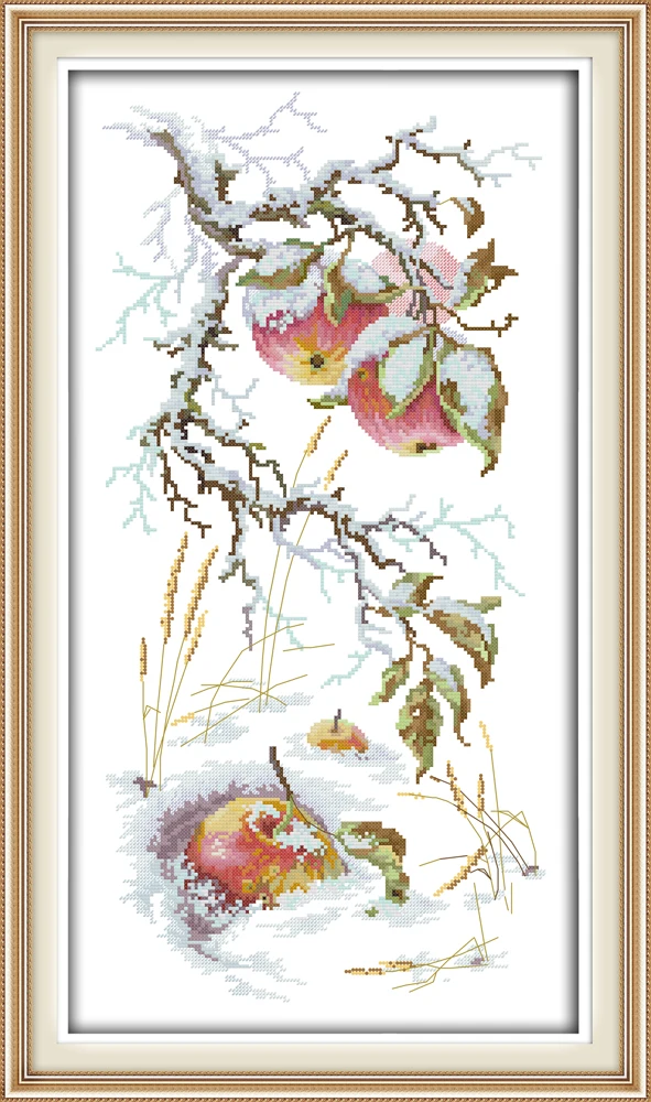 Набор для вышивки крестиком Apple in the snow сделай сам DMC 11CT 14CT подсчет печати на