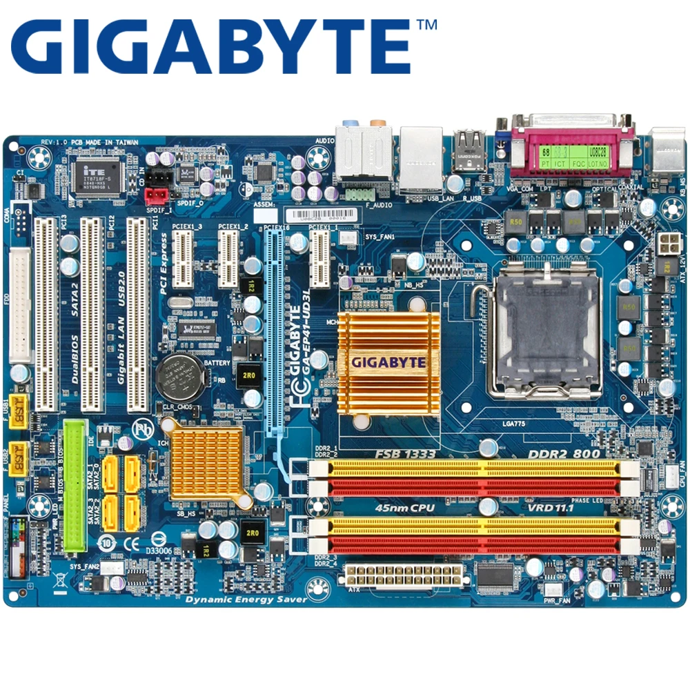 Gigabyte ga ep41 ud3l рабочего Материнская плата G41 разъем LGA 775 для Core 2 Pentium Celeron DDR2 8 г ATX
