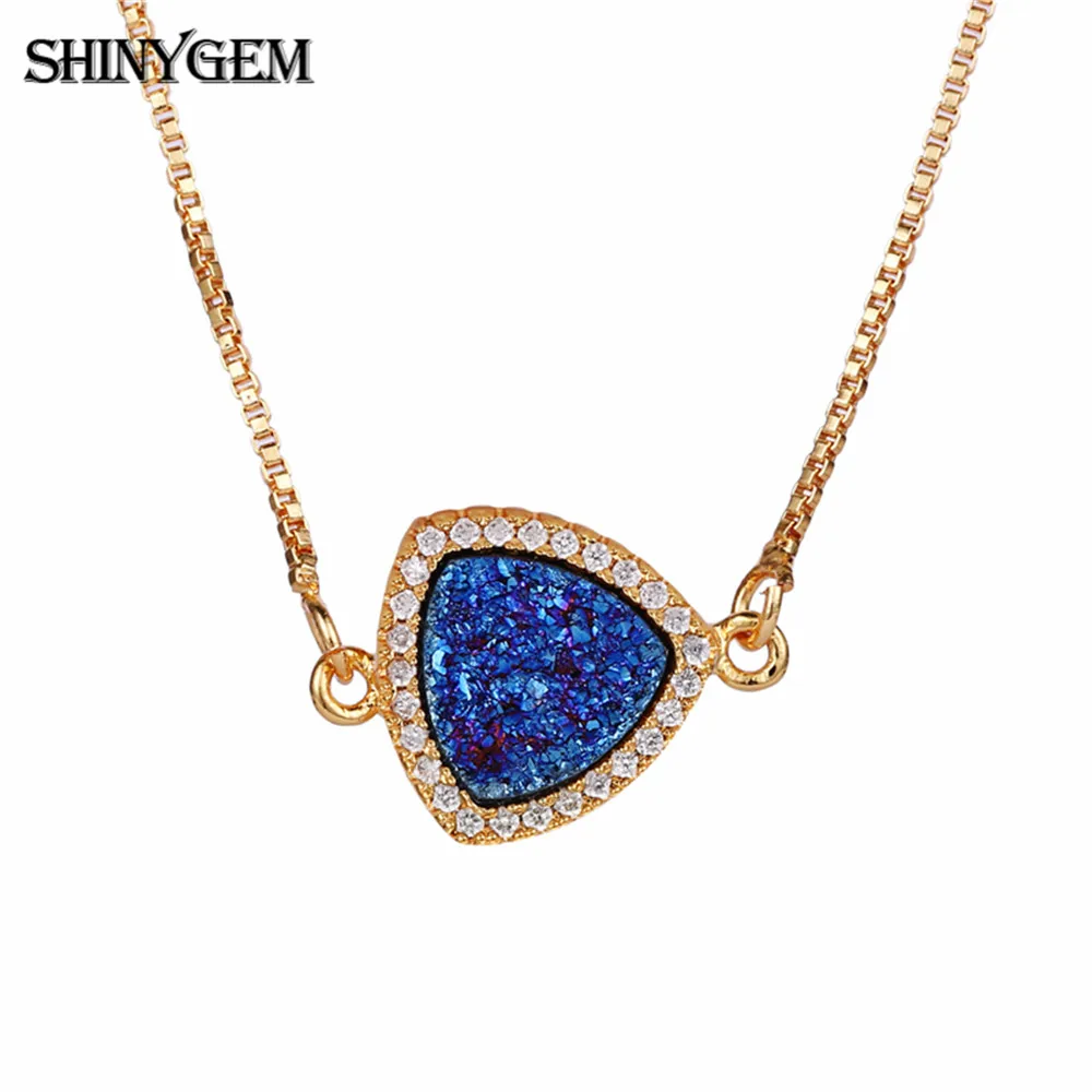 Ожерелья с кристаллами ShinyGem Inverted маленький изящный кулон из чистого золота