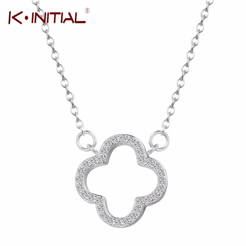 Kinitial Шарм Four Leaf Clover цветок Подвески Цепочки и ожерелья s цепочка Серебряные