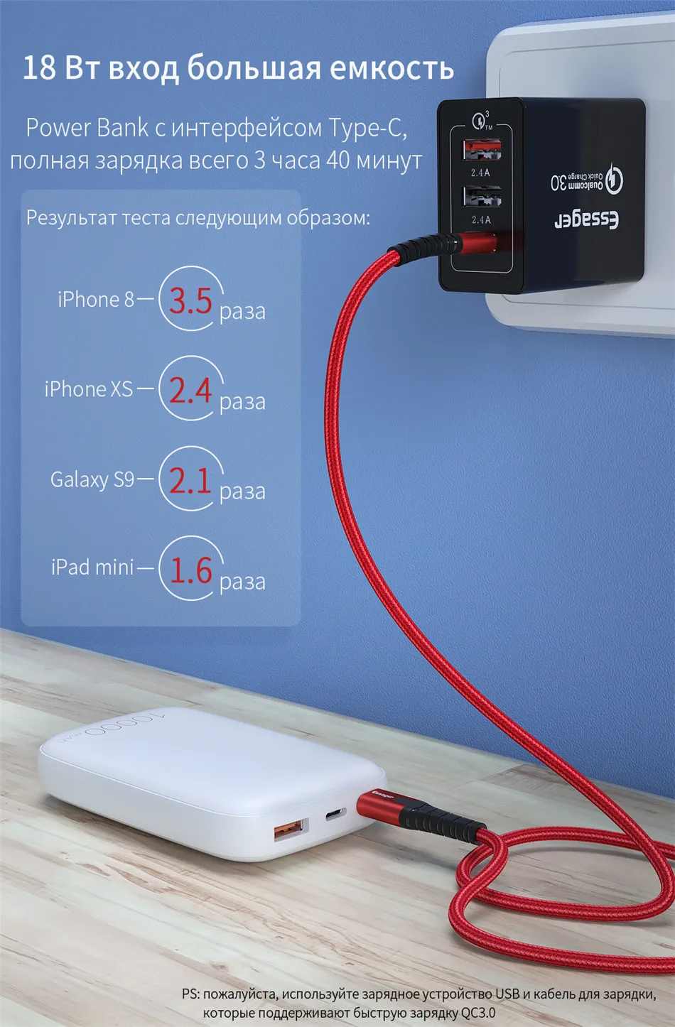 Essager 10000 мАч mi ni power Bank 10000 Быстрая зарядка 3,0 маленький внешний аккумулятор для Xiaomi mi USB C PD портативное Внешнее зарядное устройство