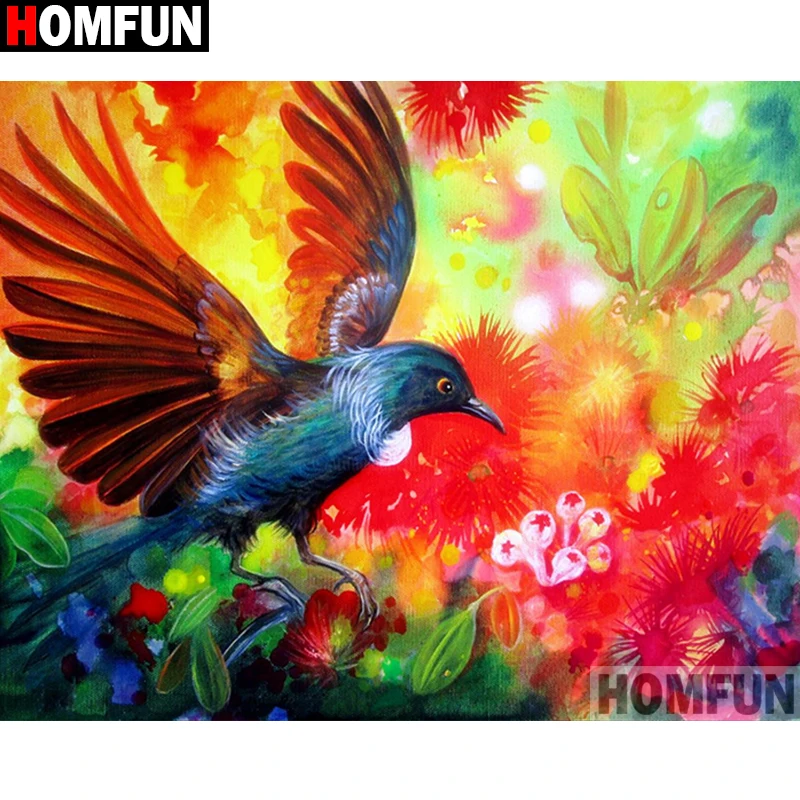 Алмазная 5d картина HOMFUN Птицы и цветы вышивка крестиком с полными