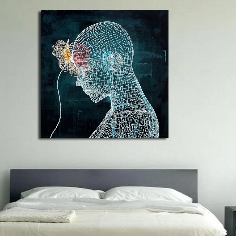 JQHYART Современная картина маслом Thinker холст искусство настенные картины для