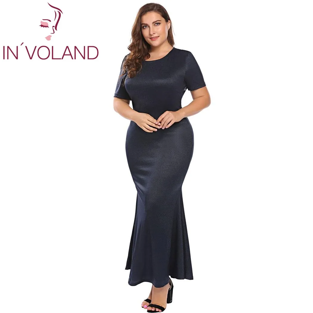 IN'VOLAND/женское платье карандаш большого размера осеннее с коротким рукавом и