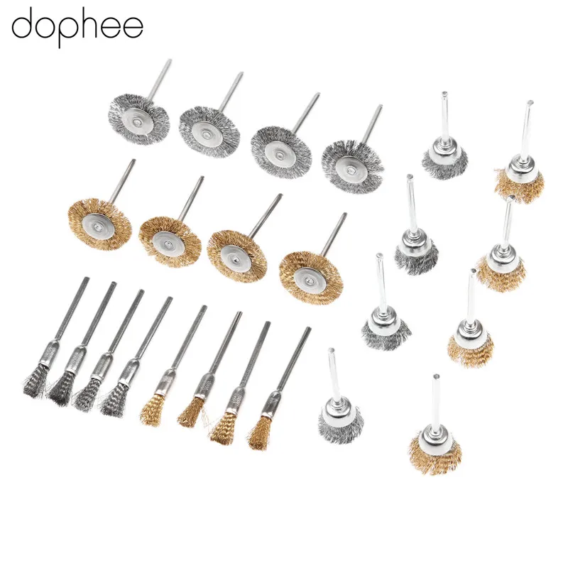 Dophee 24 шт./компл. Аксессуары Dremel стальная латунная проволочная щетка для полировки