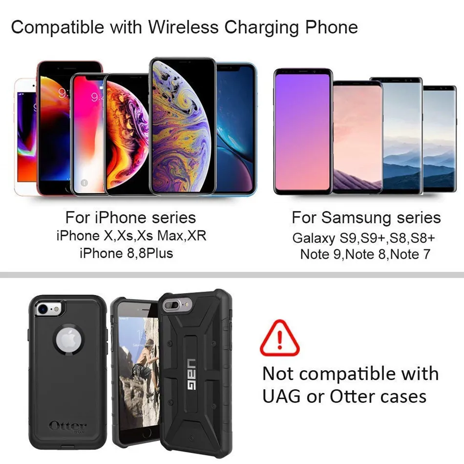 10 Вт Qi автомобильное беспроводное зарядное устройство для iPhone X Xiaomi Mi9