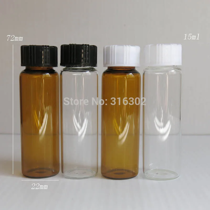 With Plastic Cap 1/2oz Transparent Brown Glass Vials Contain