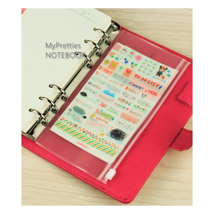 MyPretties A5 A6 ПВХ связующего папка Прозрачный чехол для хранения, на молнии для заправки зажигалок для 6 отверстия связующего органайзеры Ежедневники
