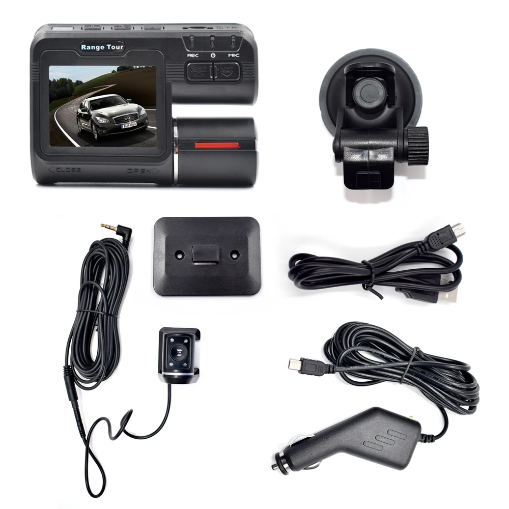 Двойной объектив Видеорегистраторы для автомобилей Камера I1000 Full HD 1080p 2 0 &quotЖК