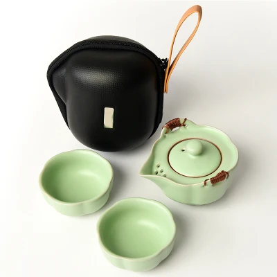 Chinese Travel Kung Fu Tea Set coffee setsCeramic Portable Teacup Porcelain Service Gaiwan Tea Cups Mug of Tea Ceremony Teapot - Цвет: Fast cup-I