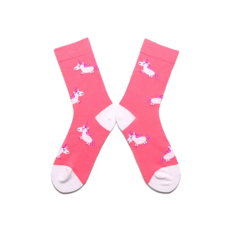 Забавные милые женские носки с рисунками животных из мультфильмов Kawaii, Разноцветные носки с изображением молока, коровы, Ленивца, Бультерьера, брокколи, ананаса, киви, фруктов, подарочные носки - Цвет: 7