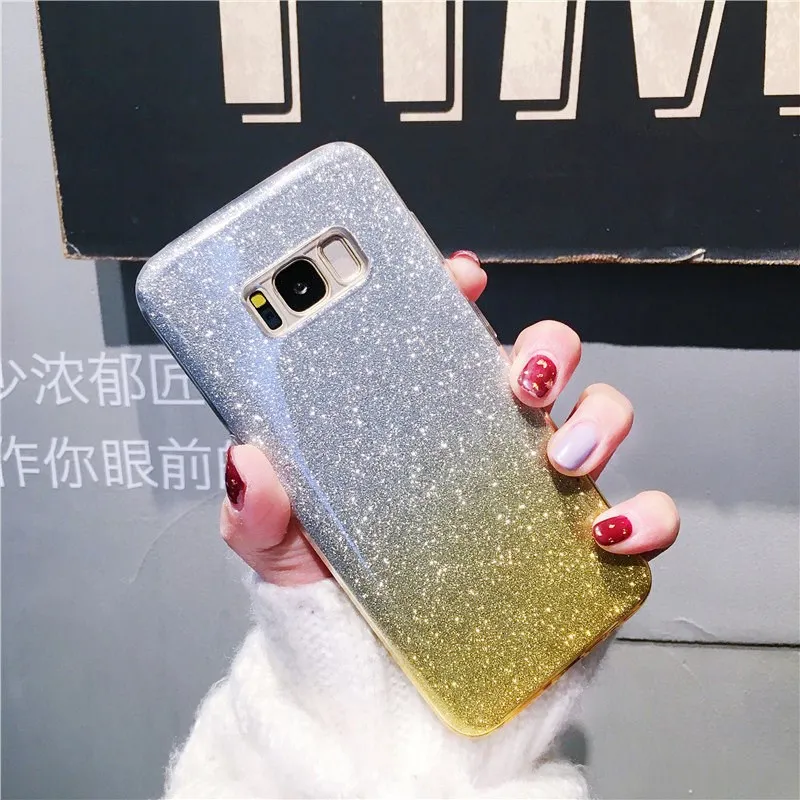 Чехол с блестящим градиентом для samsung Galaxy A7 A9 A6 A8 J4 J6 плюс S9 S8 плюс S7 S6 край A3 A5 J3 J5 J7 Note 8 9 крышка