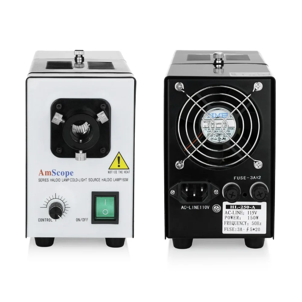 AmScope волоконно оптический микроскоп осветитель 150 Вт источник света HL250 B|Детали и
