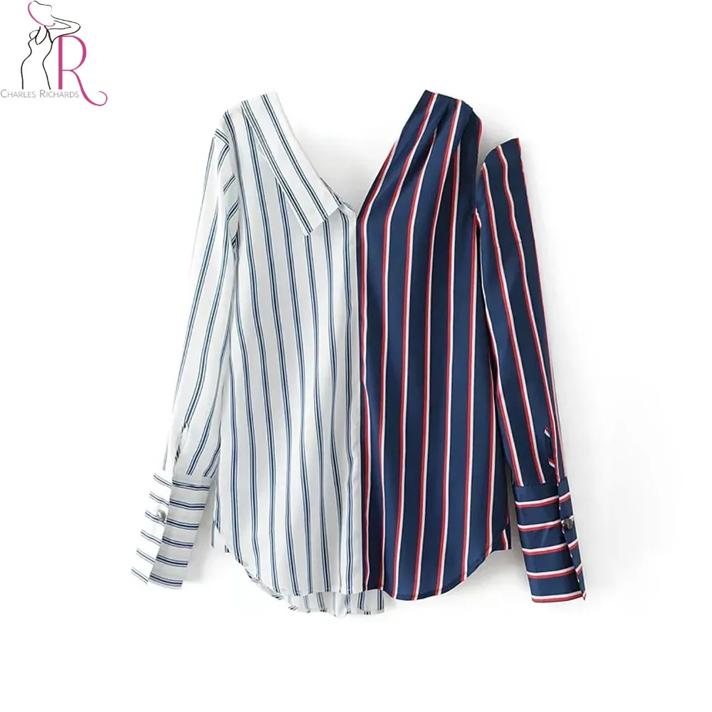 Цвет широкую полоску выдалбливают с длинным рукавом Асимметричная рубашка Для