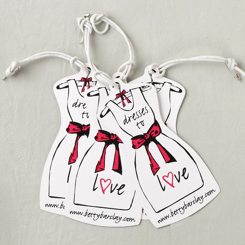 

Recyclable Customized Printed Lady Dress Labels Paper Hang Tags for Skirts