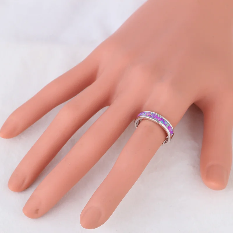 Летние Стильные великолепные кольца для женщин Розовый огненный опал серебряные