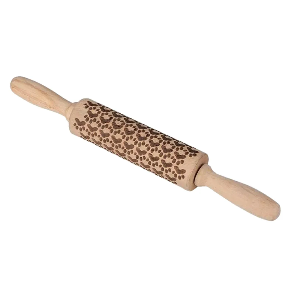 Christmas Rolling Pin Antlers Owl Carved Wood Embossed Kitchen Kneading Tools New Arrival A719 | Дом и сад