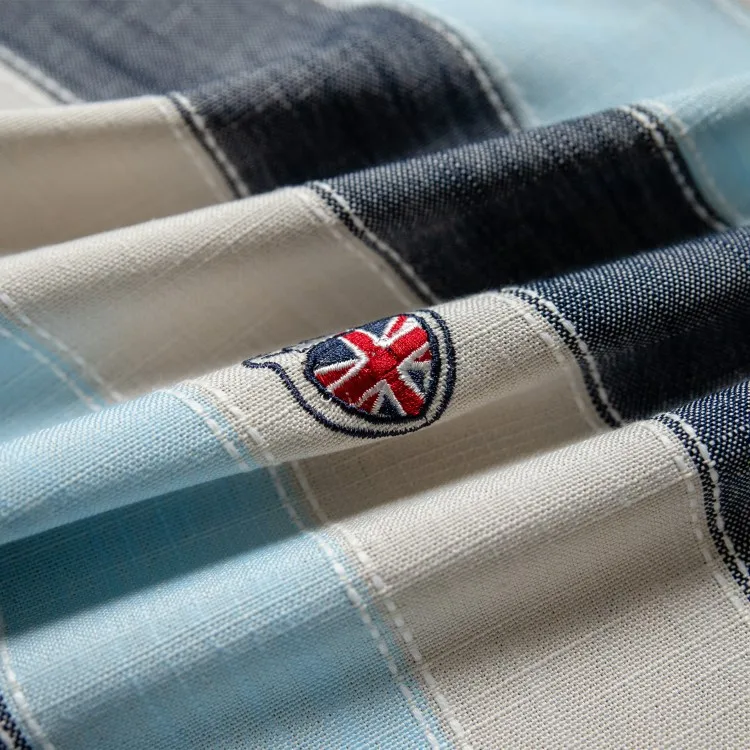 Корейский мультфильм вышитые синие полосы щит шторы для гостиной столовой