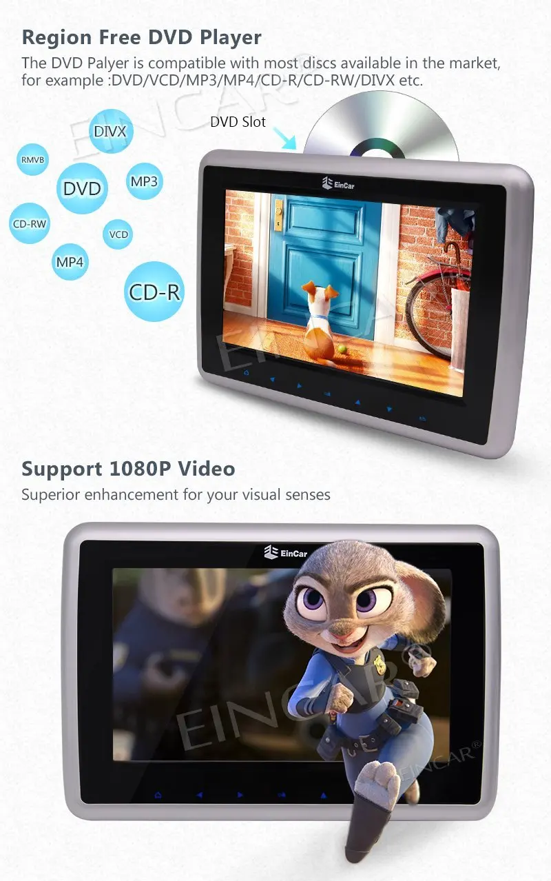 Двойной подголовник автомобиля DVD плеер Авто монитор HD сенсорный экран FM и ИК