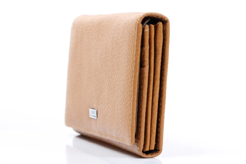 Модные женские абрикос настоящий Настоящая кожа Сумочка Кошелек Длинные