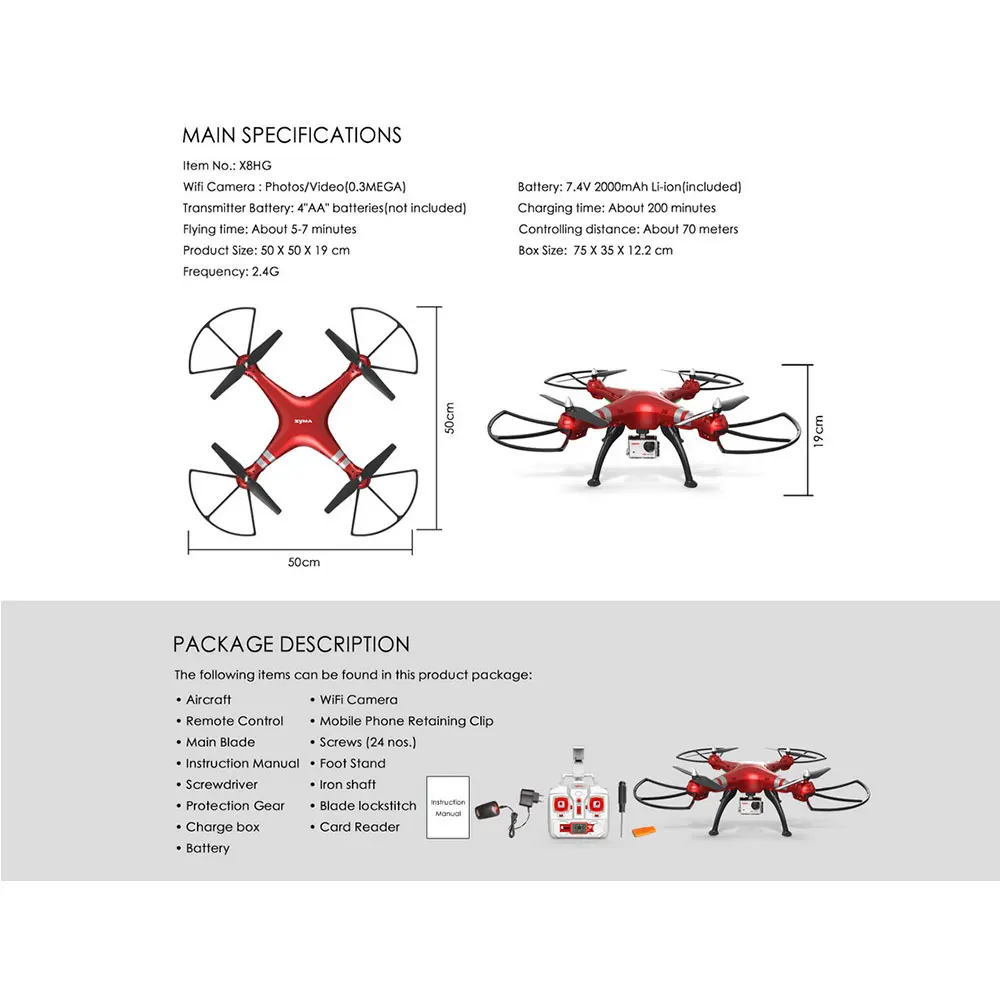 Syma X8HG RC Квадрокоптер Дроны с 8.0MP HD камерой барометр установить высоту и
