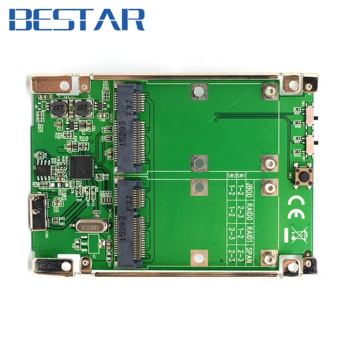 2 5 дюймовый Dual Mini PCI E pcie pci express mSATA SSD RAID адаптер к USB 3 1 аппаратная Raid карта Raid0 Raid1
