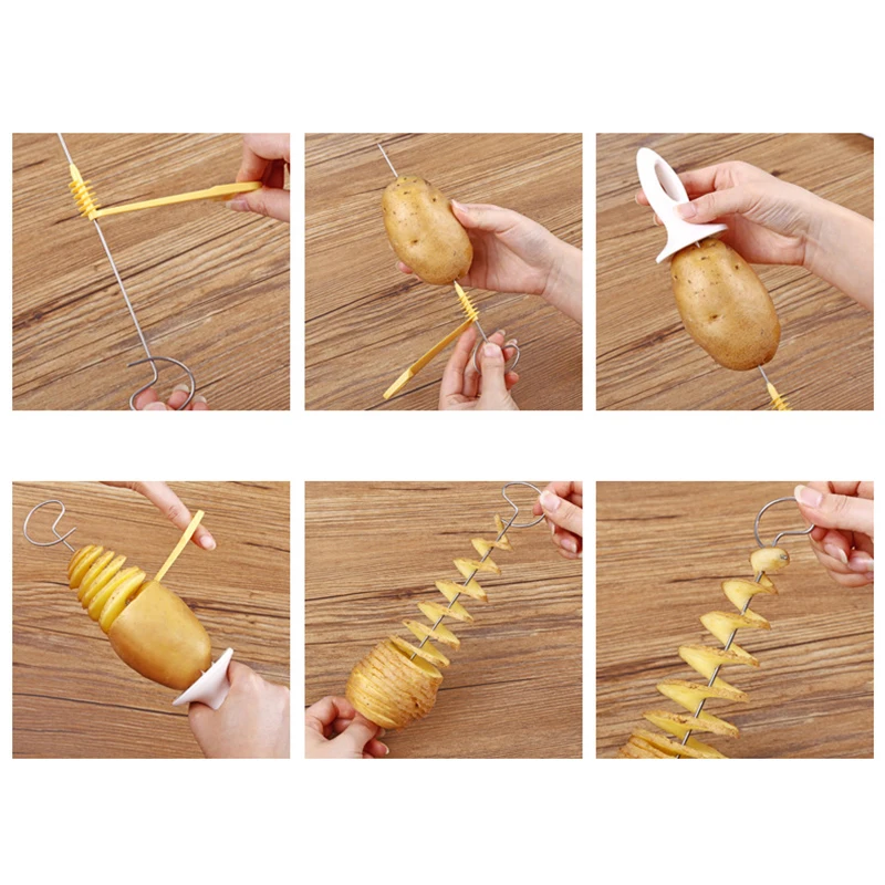 

1 Set Rotate Potato Slicer Twisted Potato Slicer Cutter Spiral DIY Manual Creative Kitchen Tools