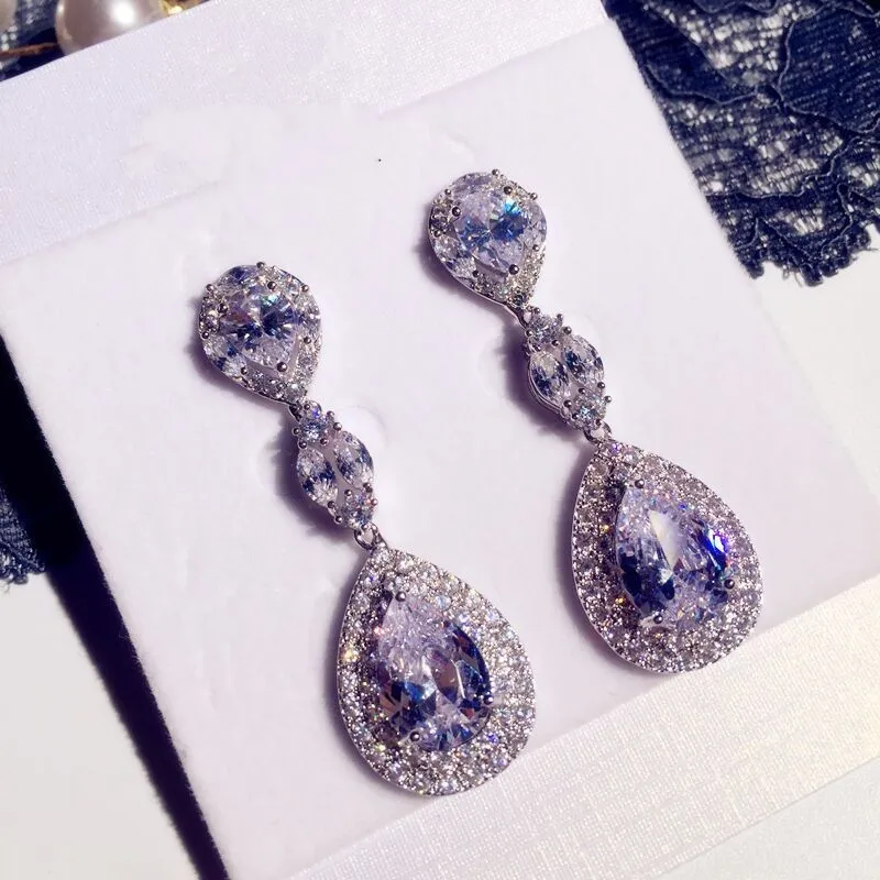 Роскошные серьги-подвески choucong из серебра 925 пробы с фианитом класса AAAAA |