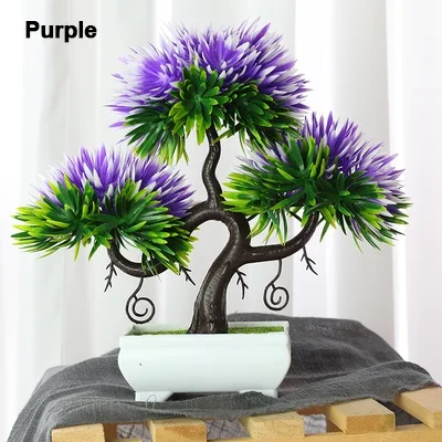 Purple Xuanxiaotong Искусственные пластиковые мини сосновые деревья бонсай деревья растения бонсай балконные растения для украшения стола дома и сада - Цвет: Purple