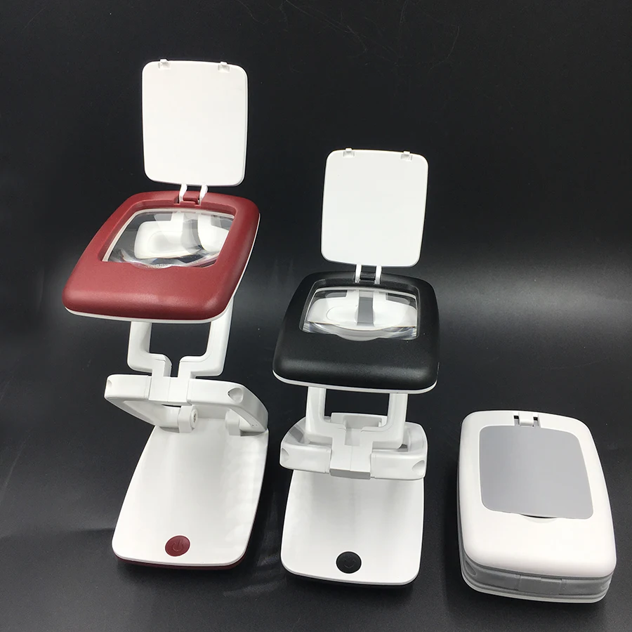 Складная Настольная лупа увеличительное стекло 3X + регулируемые светодиодные