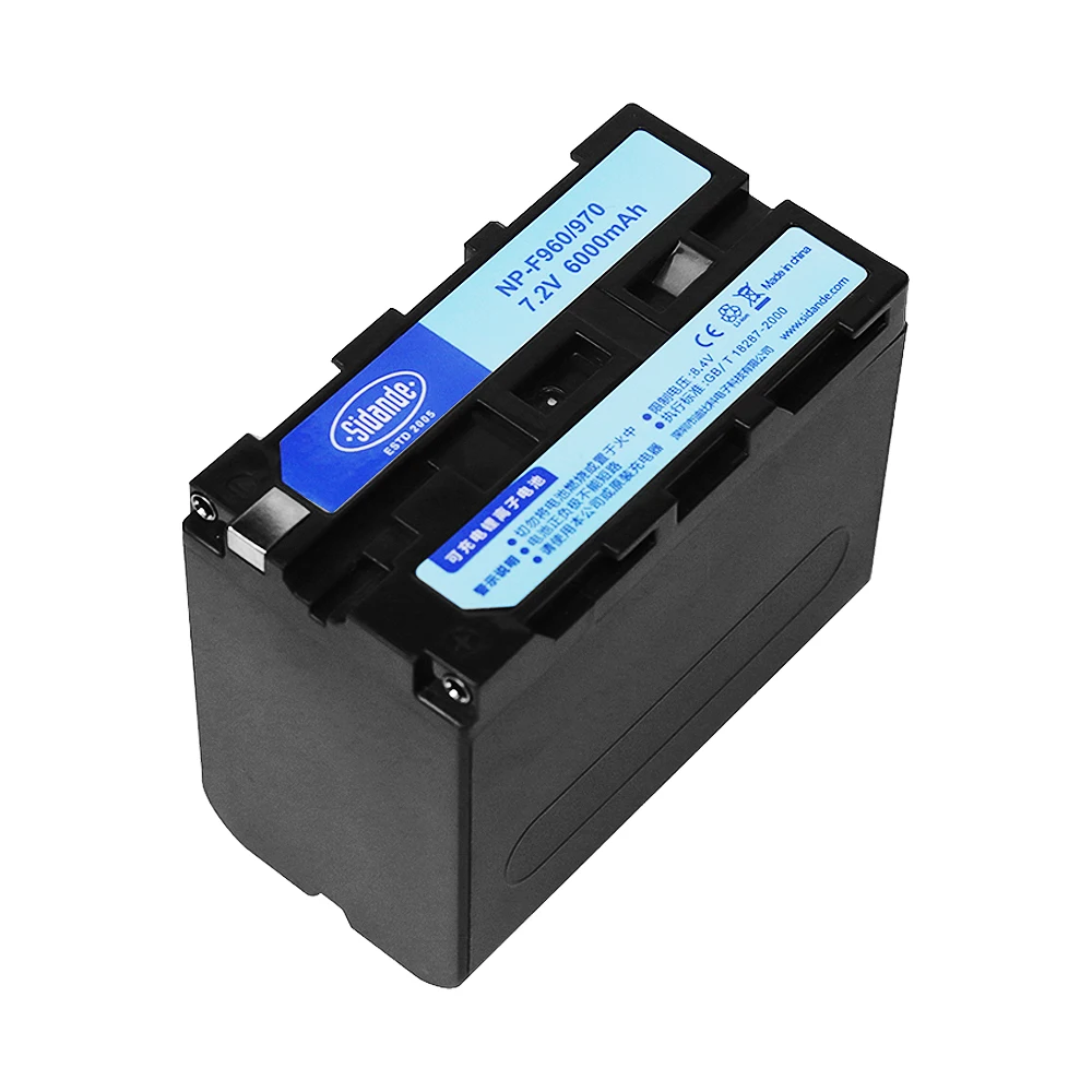Аккумуляторная литий ионная батарея для фотоаппарата NP F970 6600mAh светодиодный