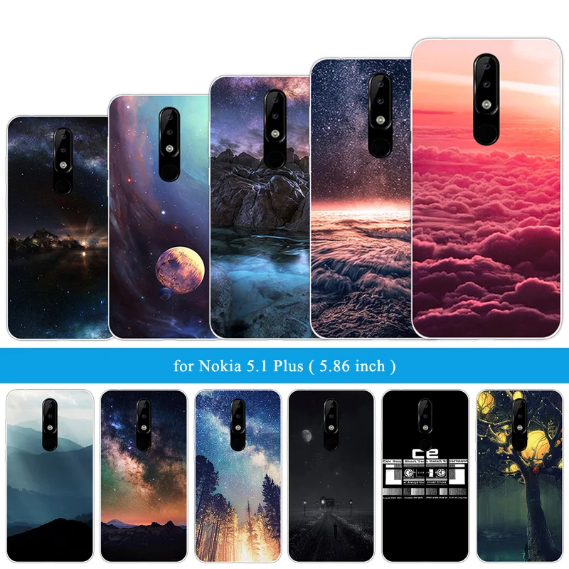 Прозрачный ТПУ чехол для телефона Nokia 5 1 Plus задняя крышка звездного неба 86 дюймов