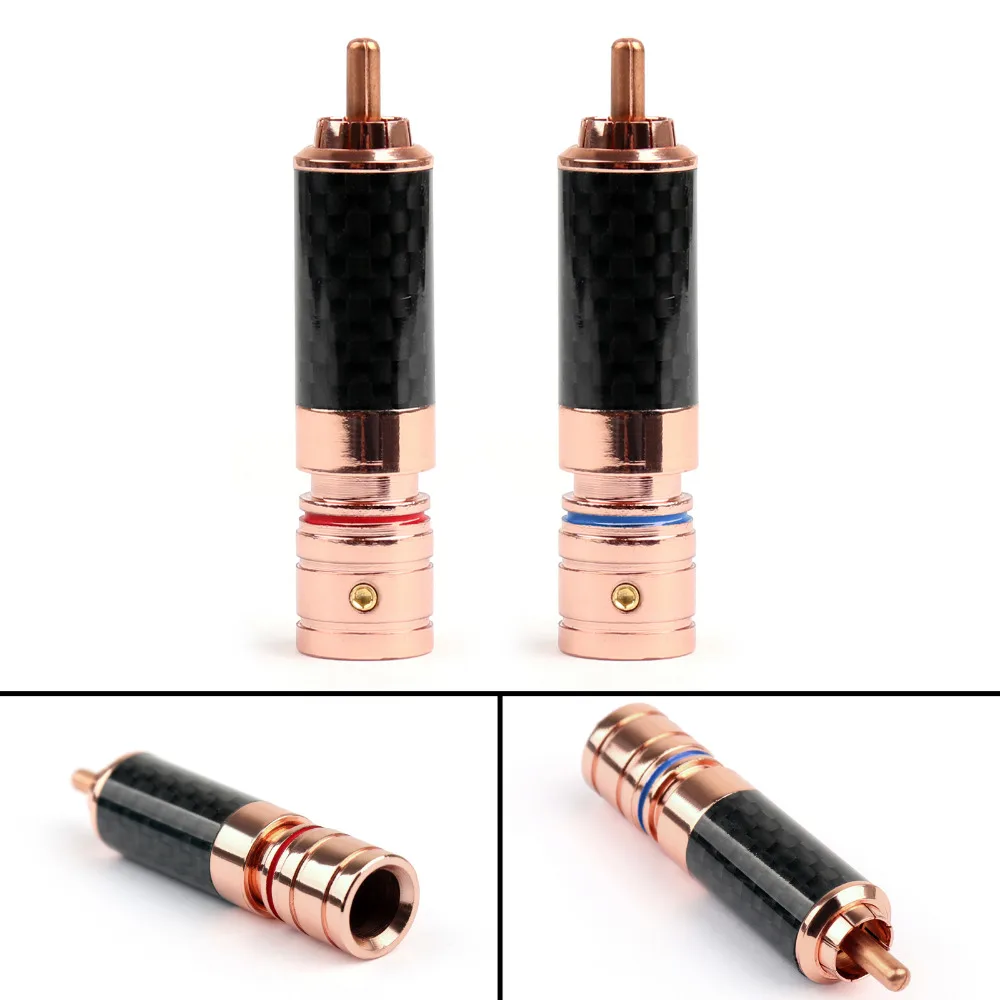 Artudatech 4 пары медных углеродных волокон RCA разъем позолоченный Аудио красный синий