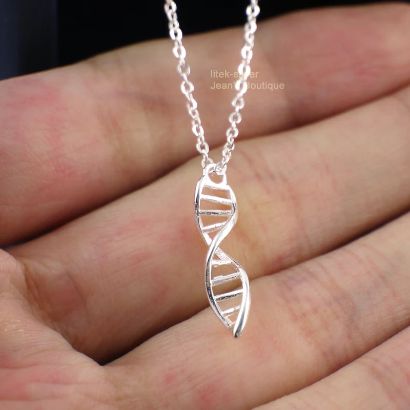 S92 ожерелье с подвеской из твердого стерлингового серебра SIL Biology Genomics DNA для